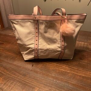 Victoria's Secret Pink and Cream Studded Tote